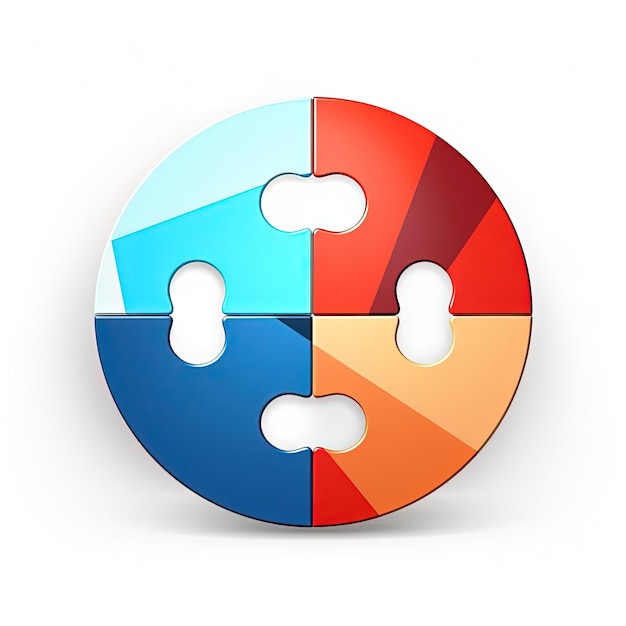 red and blue puzzle icon with large pieces in the style of orange and azure