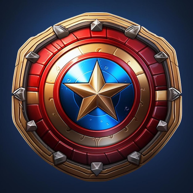 Photo a red and blue shield with a star on it