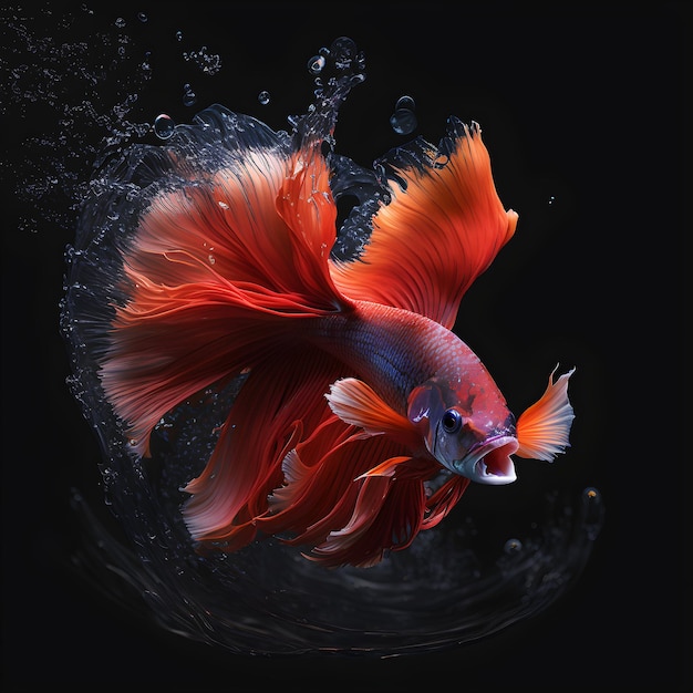 A red and blue siamese fighting fish with a white mouth.
