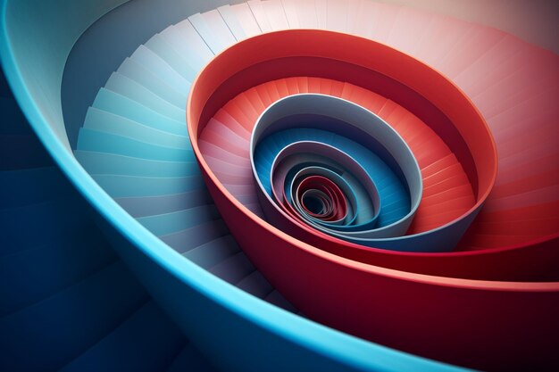 Photo a red and blue spiral