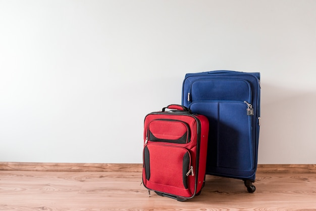 Red and blue suitcases