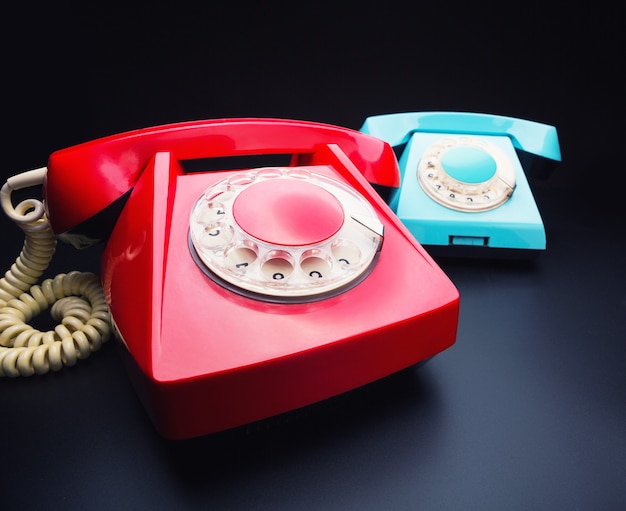 Red and blue telephones