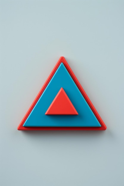 A red and blue triangle is on a blue background.