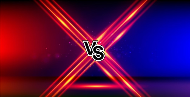Фото Красный синий против игрового фонового дизайна fight night versus battle vs для спорта и боевых соревнований