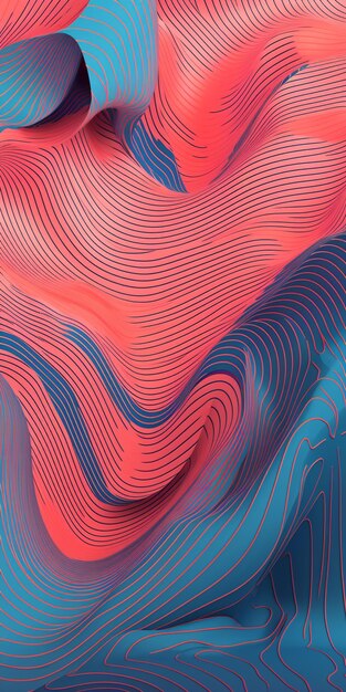 A red and blue wave pattern in a blue and red background.