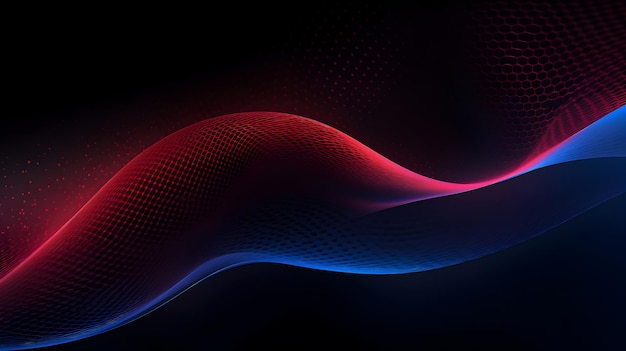 Red and blue waves on a black background