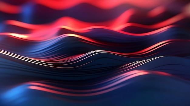 Photo red and blue waves on a dark background