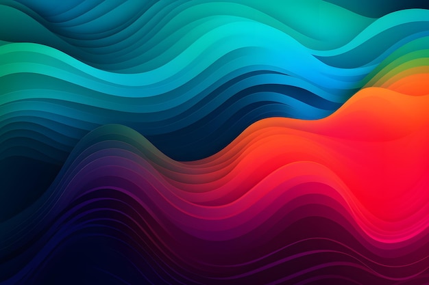 Red and blue waves on a dark blue background