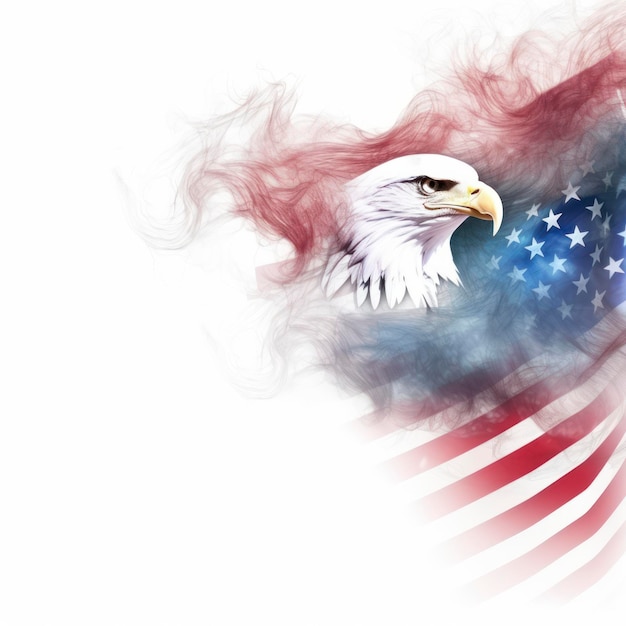 Red blue white banner with copy space with american eagle and usa flag