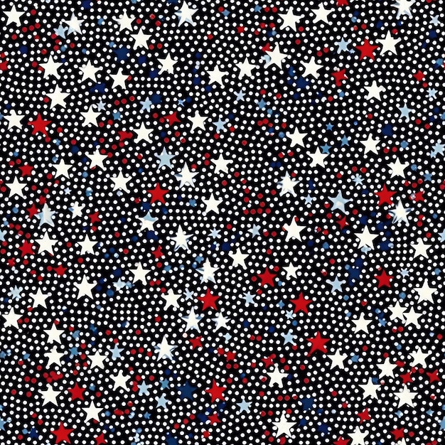 Photo red blue and white stars seamless pattern