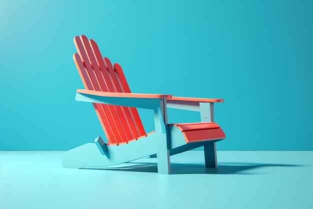 Red and blue wooden deck chair