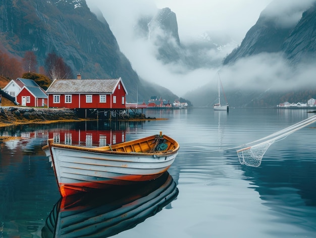 Red boats in the harbor