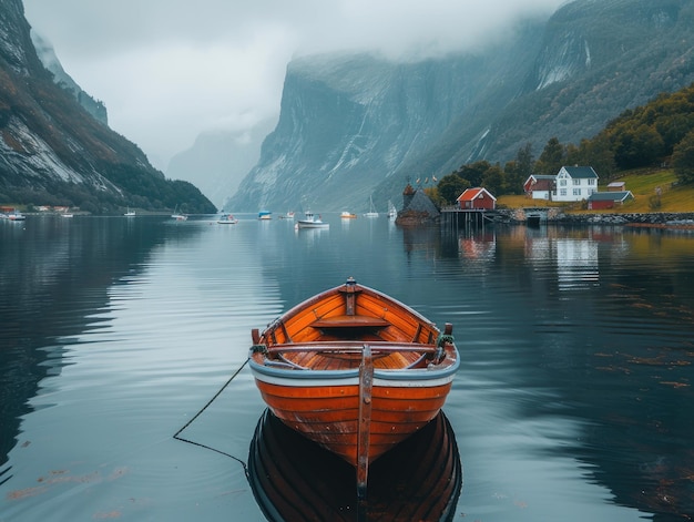 Red boats in the harbor