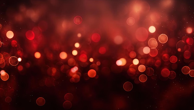 red bokeh background in the style of dark bronze and maroon