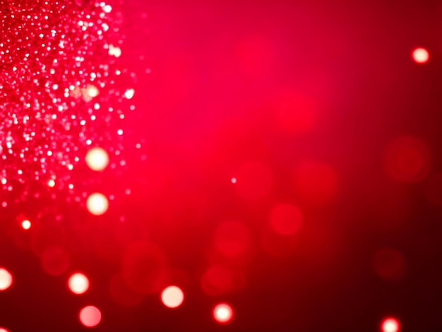 Red bokeh blurred lights background Golden garlands decoration for the new year celebration