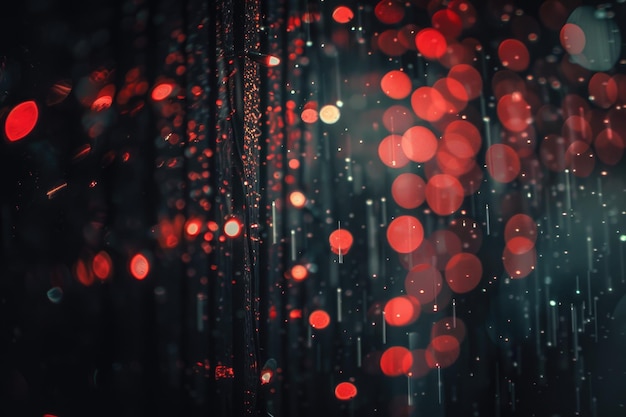 Red bokeh of lights on black background