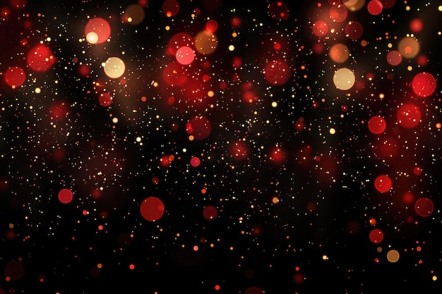 Red bokeh of lights on black background