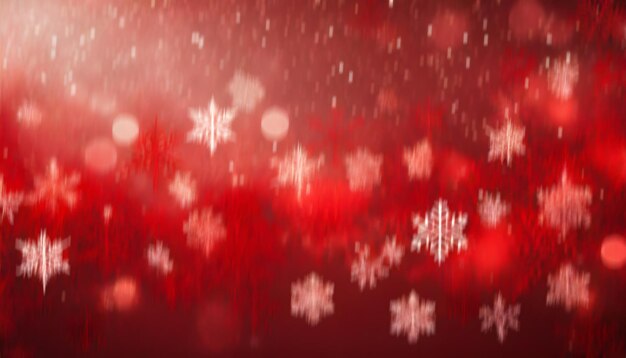 Red bokeh snowflakes background