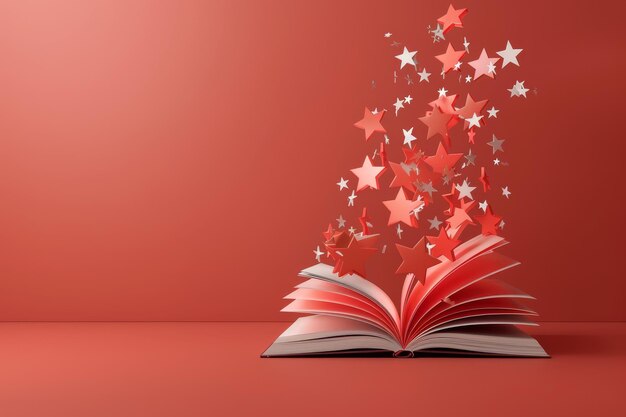 Photo a red book with stars on the pages