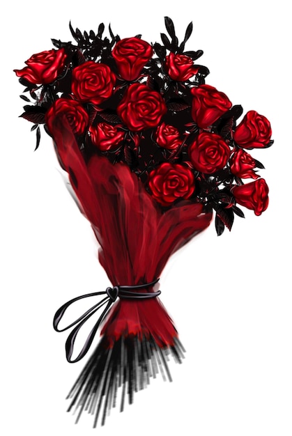 Photo red bouquet roses illustration