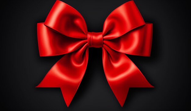 Red bow isolated on black background AI generated