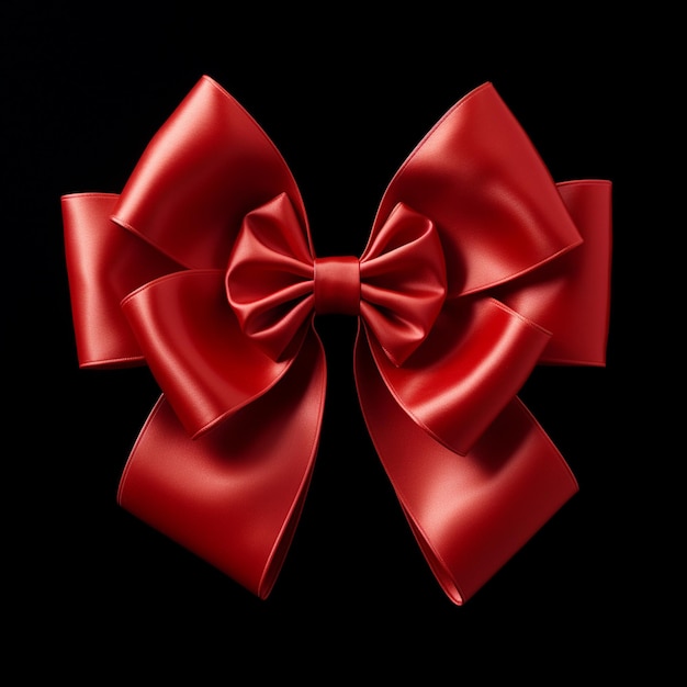 Red bow isolated on black background