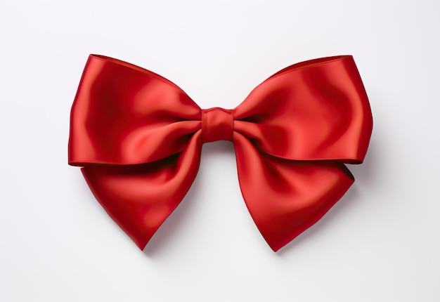 a red bow on a white background in the style of realistic detailing bold color usage