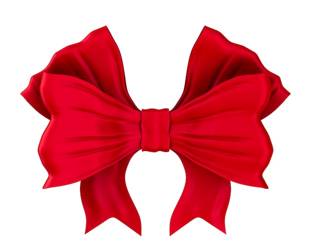 Photo red bow on white space