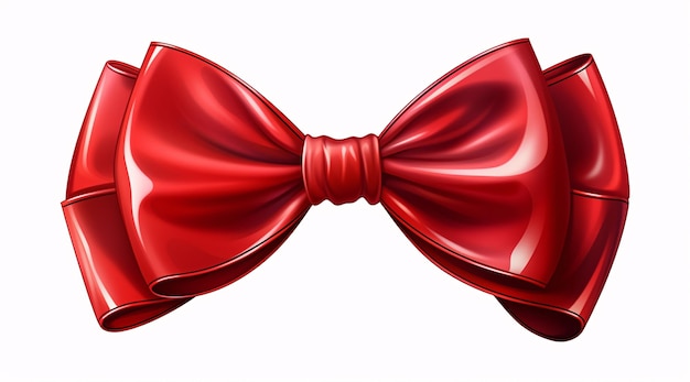 a red bow with a white background