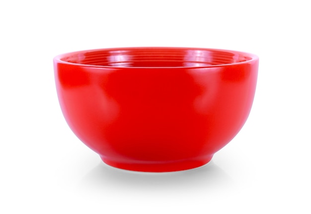 red bowl isolated on white background.