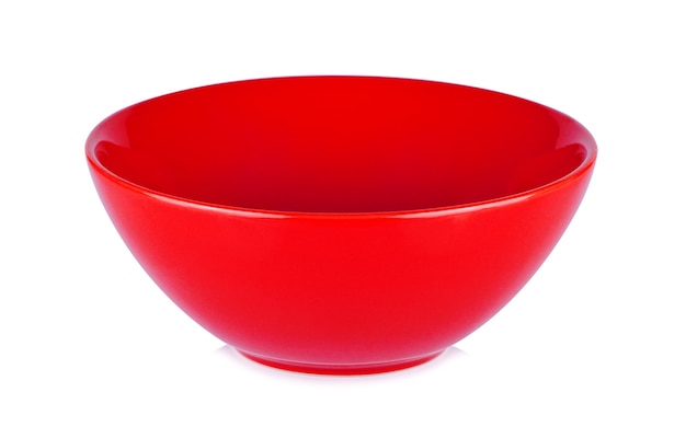 Photo red bowl isolated on white