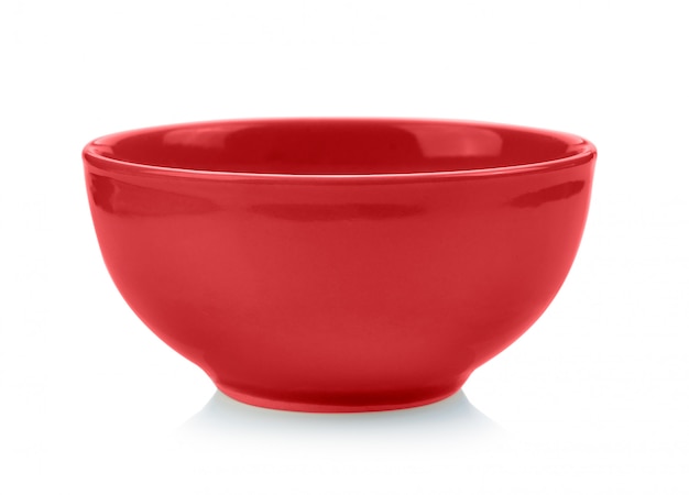 Red bowl on white surface