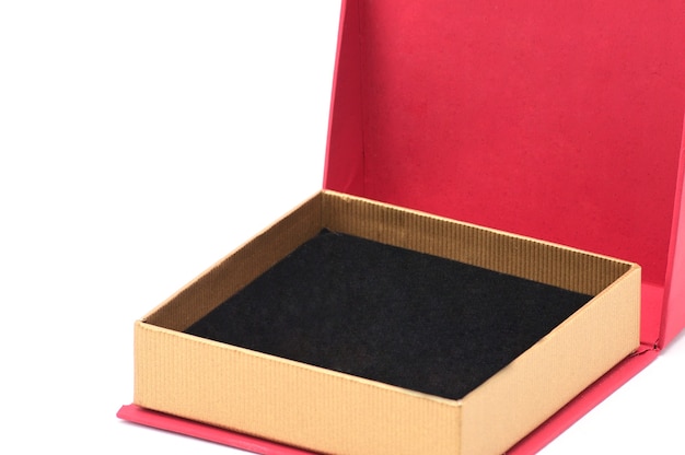 Red box for jewelry and gifts on an isolated white