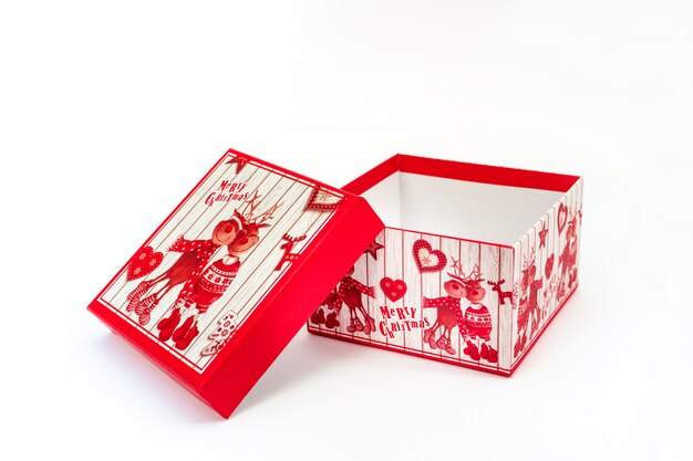 Red box with christmas inscription isolated