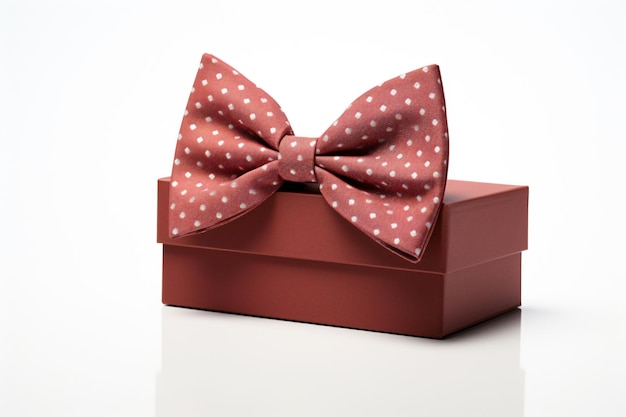 Photo a red box with a polka dot bow tie