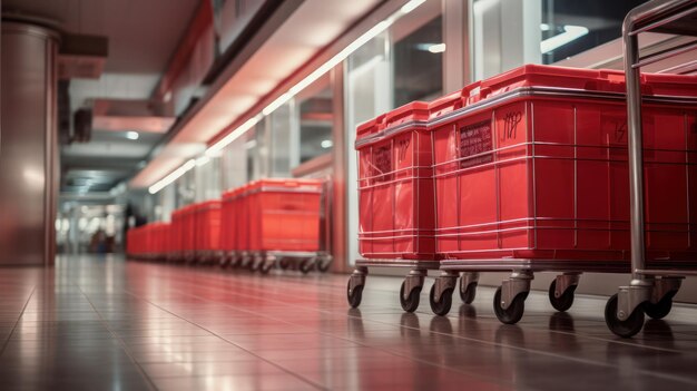 Red Boxes in a trolley in the shopping mall