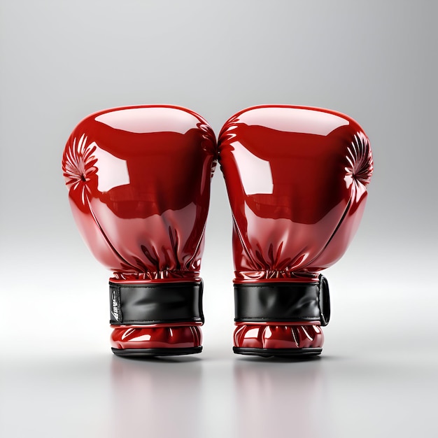 Red boxing gloves on a gray background 3d rendering High resolution image