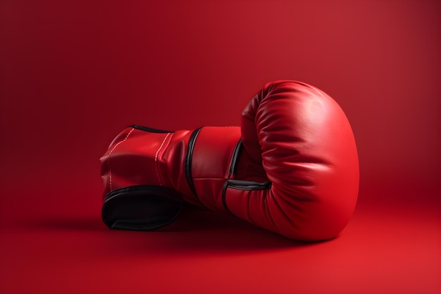 Red boxing gloves on a red background with copyspace