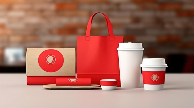 red brand identity mockup