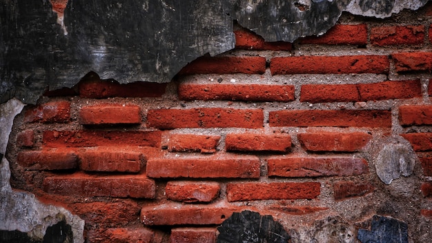 Red brick broken wall background