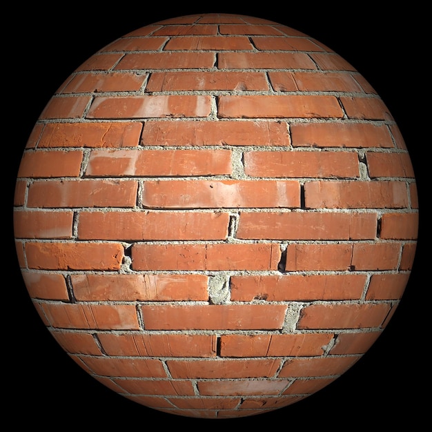 Photo red brick sphere black background