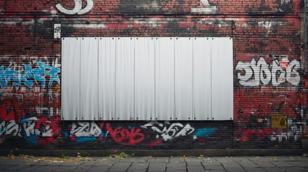 Photo red brick wall with radiator and graffiti