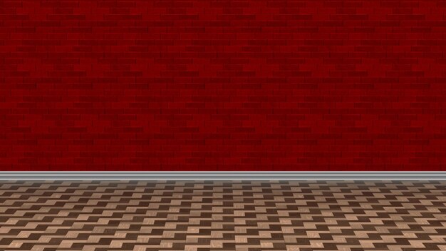 Red brick and wood background 4k wallpaper interior parquet illustration rendering 3d