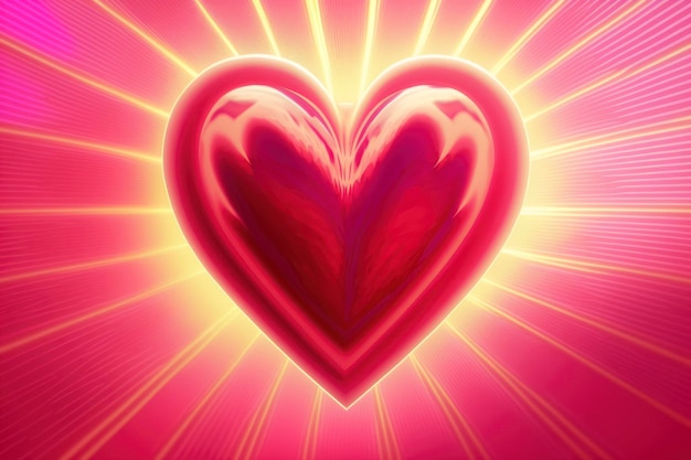 Red bright heart on a pink background bright lively taste of love