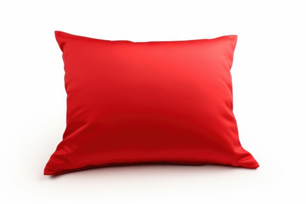 Photo red bright pillow isolated on white fabric background sleep rest furniture comfortable generate ai