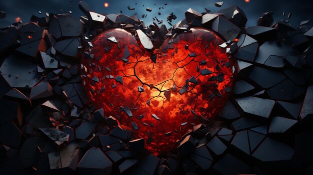 red broken heart background