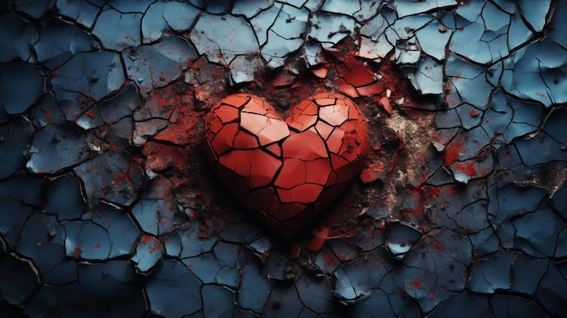 Красный фон разбитого сердца