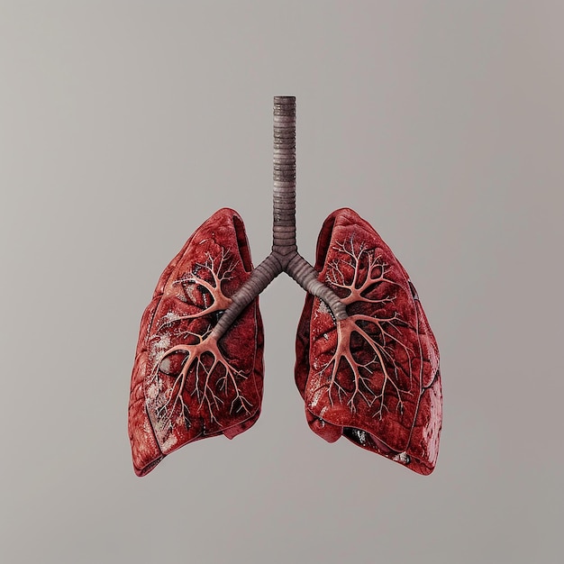 Photo a red and brown lungs with the word lungs on it