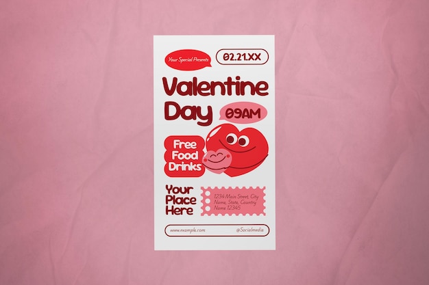 red brown quirky illustration valentine day social media story