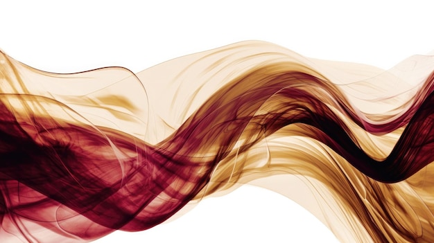 A red and brown smoke wave is in the corner of a white background.